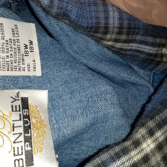 TR Bentley Plus denim/jean maxi midi dress pockets flannel collar buttons 18W - Picture 9 of 11